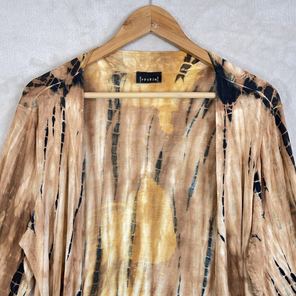 Sovrin Moon Tree Tie Dye Fringed Cardigan XS Kimono Dark Boho Whimsigoth USA - Picture 11 of 11